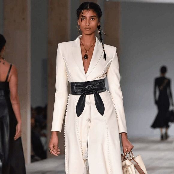 Black Knot Decor Wide Wrap Around Obi Corset Black Belt SIZE L-XL NEW - Picture 3 of 14